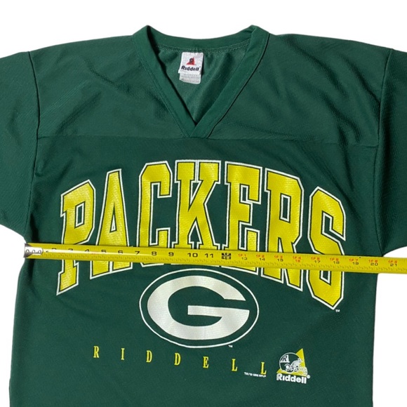 Green Bay Packers Riddell 3/4 Sleeve V Neck Jersey Style Shirt Size Medium - Picture 5 of 10